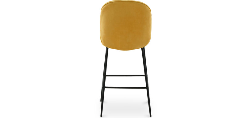 Tabouret en velours avec dossier - Design rétro - Elias