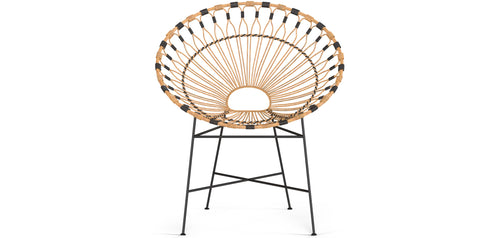 Chaise d'extérieur ronde en rotin synthétique - Design Boho Bali - Elsa