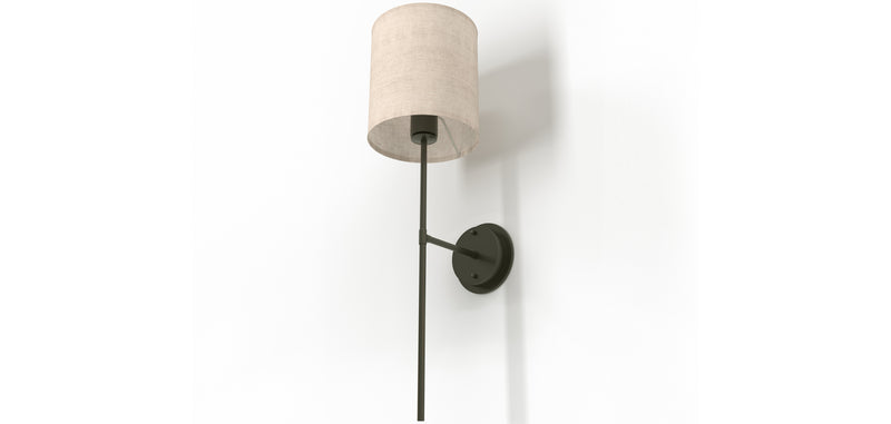 Lamp Wall Light - Black with Fabric Shade - Dena - gallery 8