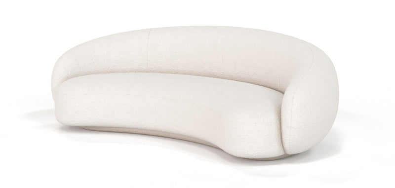 Canapé Courbé en bouclette fausse fourrure Tapissée - Boucles Blanches - 3/4 Places - Souta