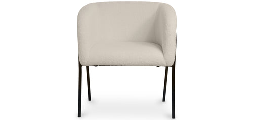 Chaise de salle à manger en bouclette fausse fourrure Tapissée - Boucles Blanches - James
