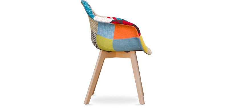 Chaise de Salle à Manger avec Accoudoirs - Revêtement Patchwork -  Pixi