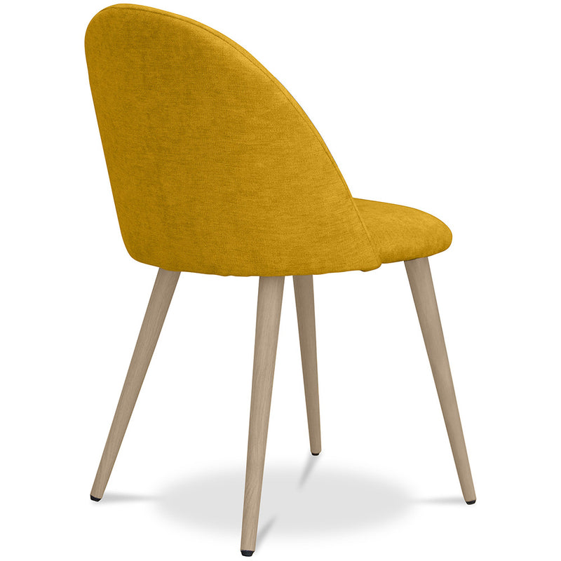 Dining Chair Upholstered in Fabric - Scandinavian Style Solid Natural Wood Style Legs- Evelyne