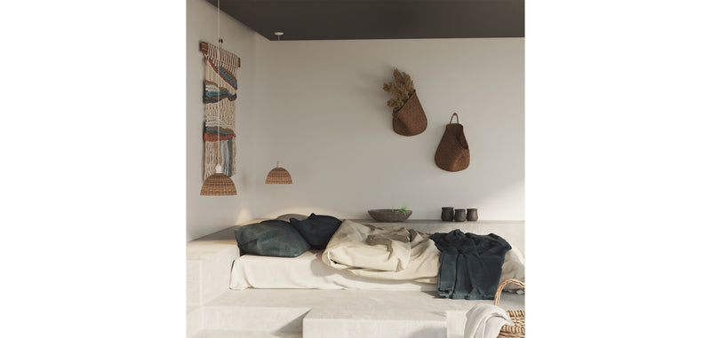 Lustre de plafond en herbe de mer - Suspension de style Boho Bali - Ngu