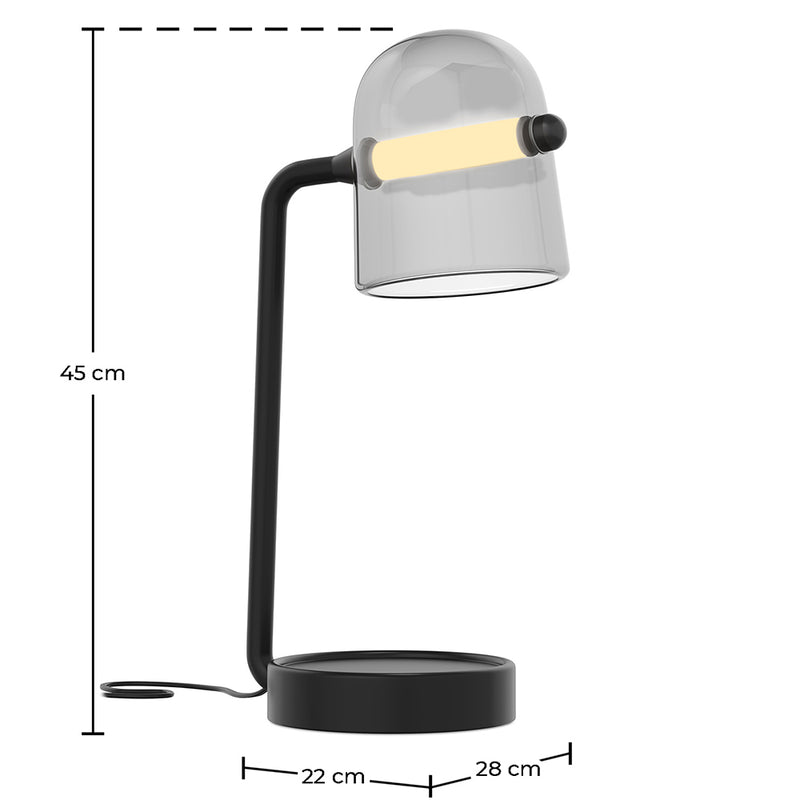 Candeeiro de mesa de design moderno, vidro fumado - Bim