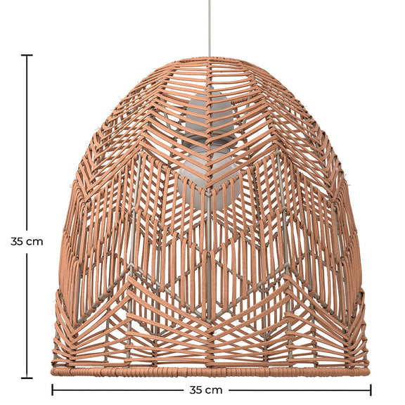Rattan Ceiling Lamp - Boho Bali Design Pendant Lamp - Bu - Dimensions diagram