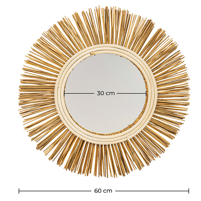 Wall Mirror - Boho Bali Round Design (60 cm) - Loi - Dimensions diagram