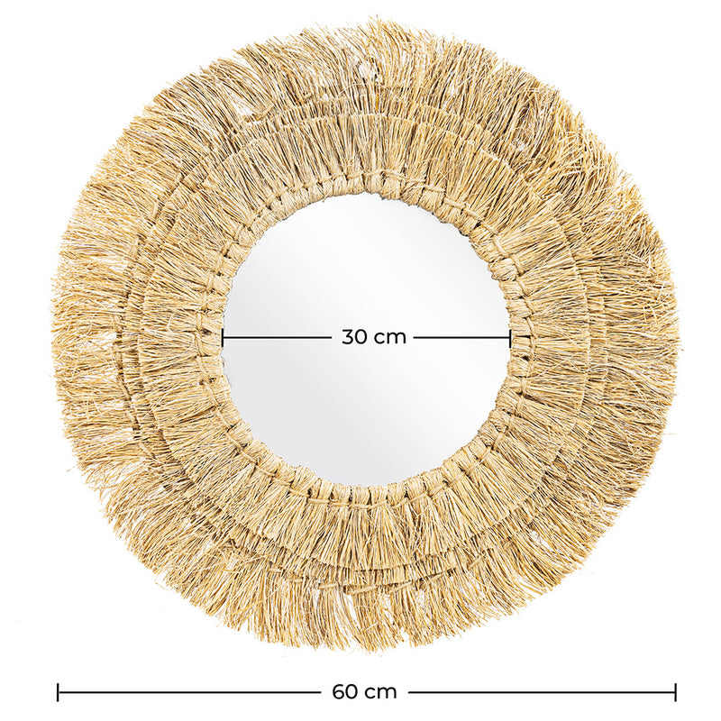 Wall Mirror - Boho Bali Round Design (60 cm) - Ais - Dimensions diagram