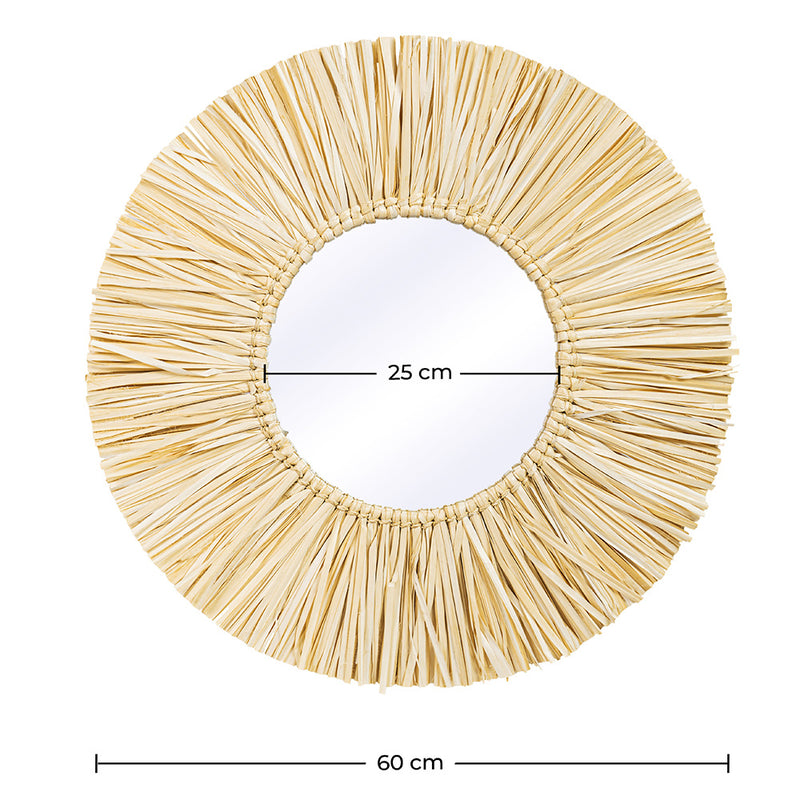 Wall Mirror - Boho Bali Round Design (60 cm) - Grel - Dimensions diagram