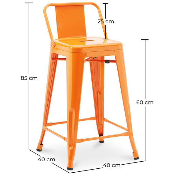 Bar Stool with Backrest - Industrial Design - 60cm - New Edition - Stylix - gallery 9