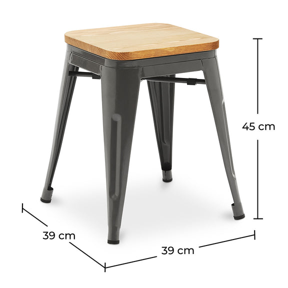 Industrial Design Bar Stool - Wood & Steel - 45cm - New Edition - Stylix - gallery 9