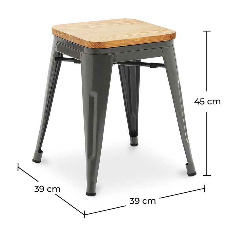 Industrial Design Bar Stool - Wood & Steel - 45cm - New Edition - Stylix - gallery 9