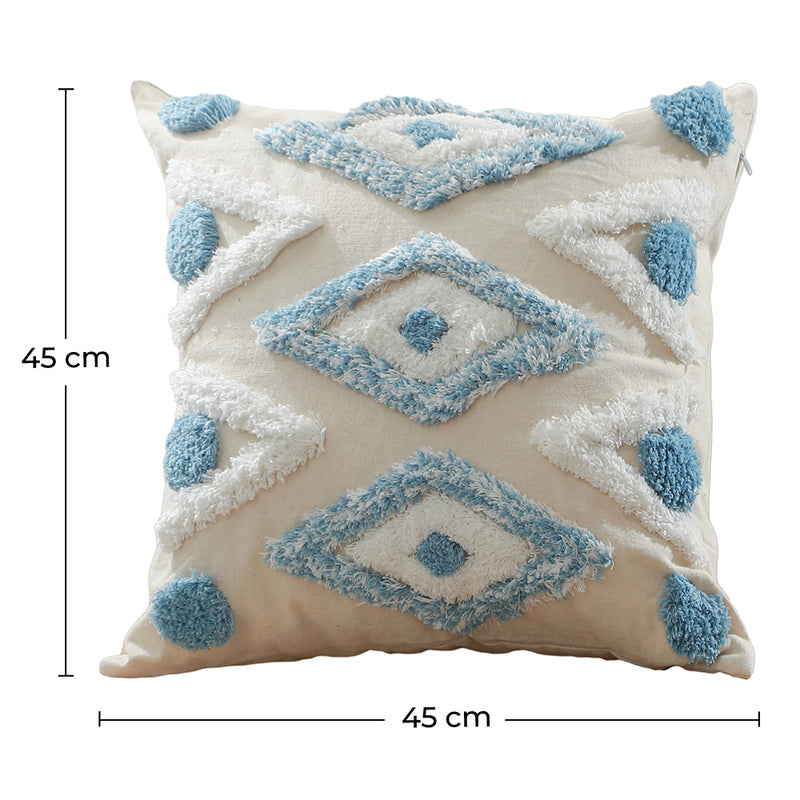 Cojín cuadrado de algodón estilo boho Bali (45x45 cm), funda y relleno - Mawi