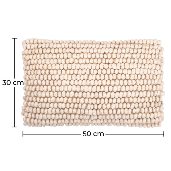 Rectangular Cushion in Boho Bali Style, Wool, cover + filling - Sarah - Dimensions diagram