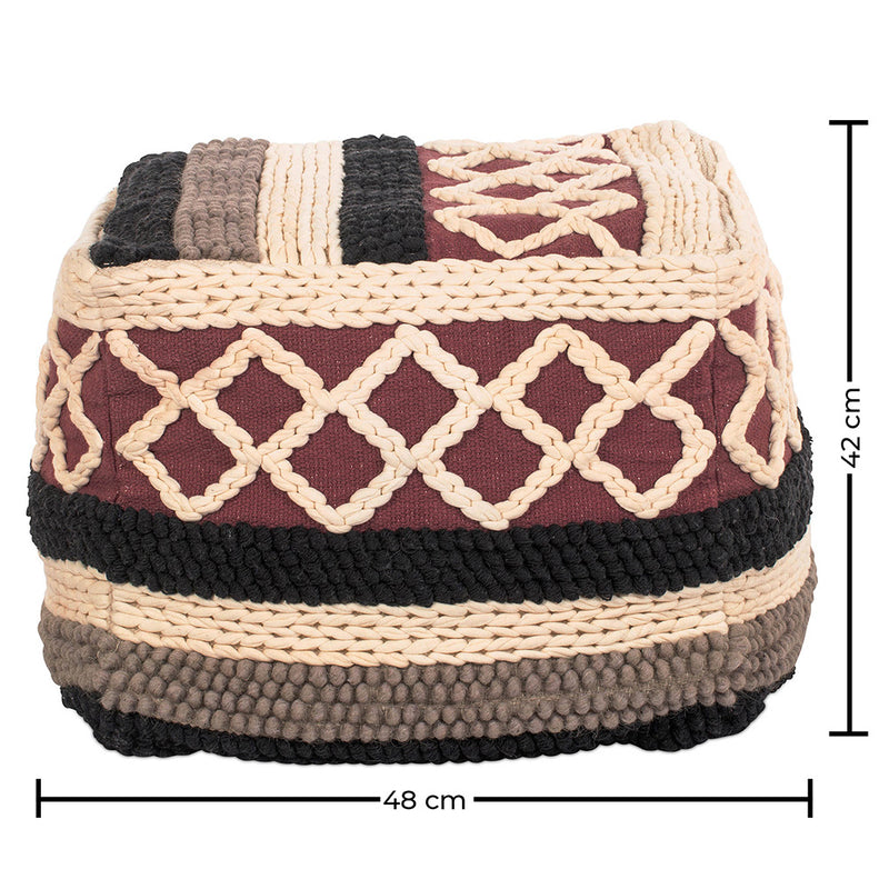 Boho Bali Style Pouffe Seat - Lonbay - Dimensions diagram
