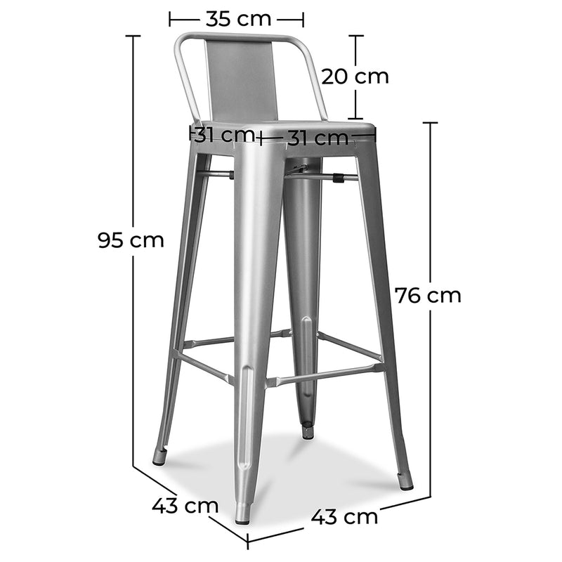 Bar Stool with Backrest - Industrial Design - 76cm - New Edition - Stylix - gallery 6