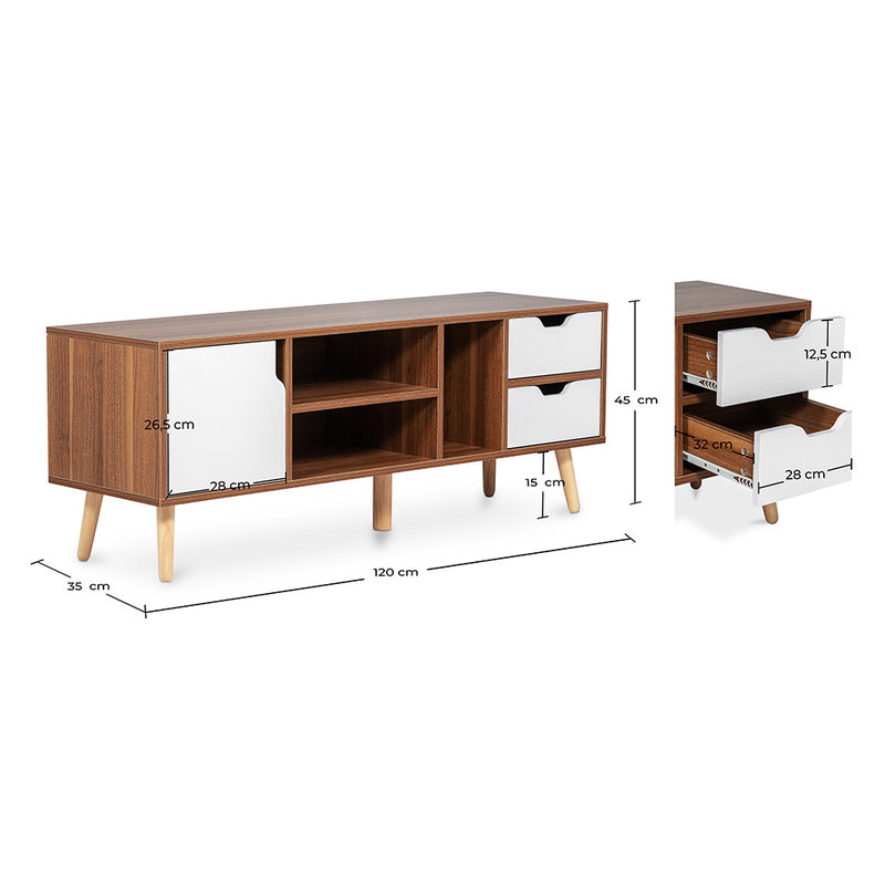 Wooden TV Stand - Scandinavian Design - Lubi - Dimensions diagram