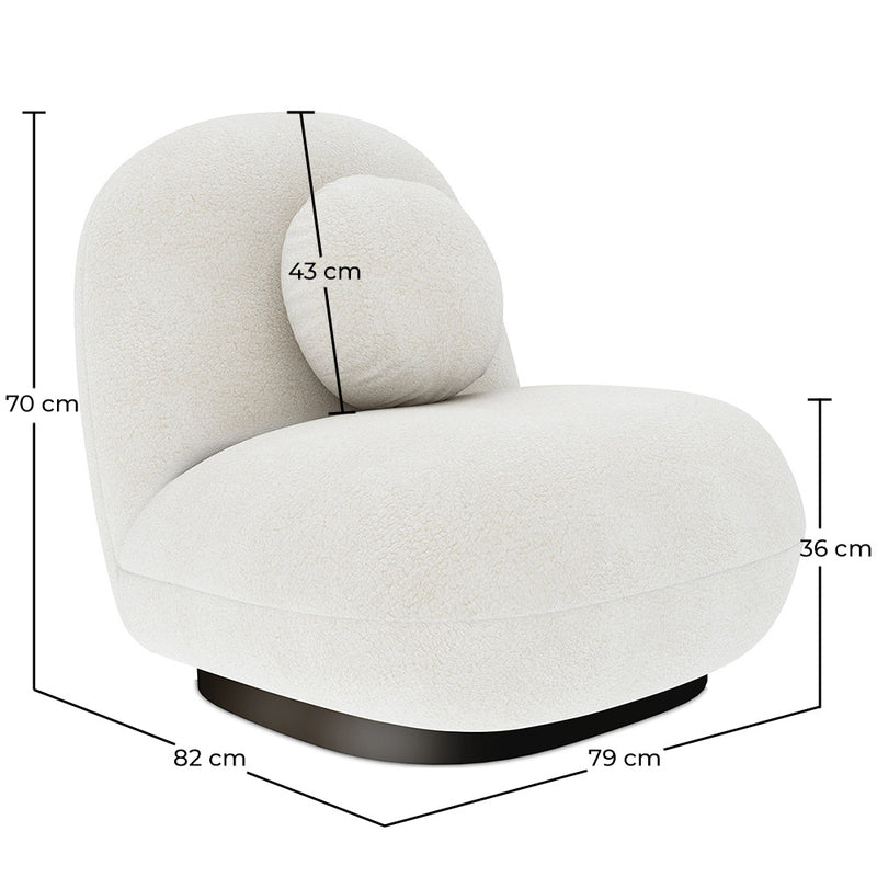 Armchair Upholstered in Boucle Fabric - Larry - Dimensions diagram
