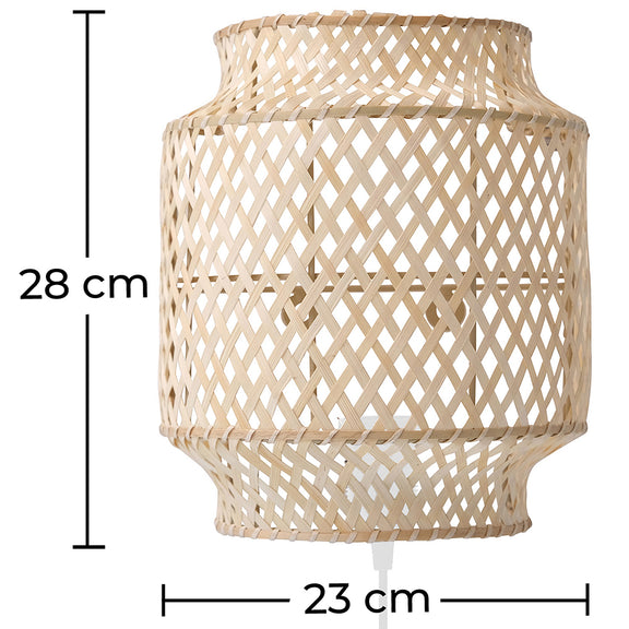Wall Lamp - Boho Bali Bamboo Design - Hya - Dimensions diagram