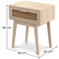 Bedside Table with Drawer - Boho Bali Wood - Yanpai - Dimensions diagram