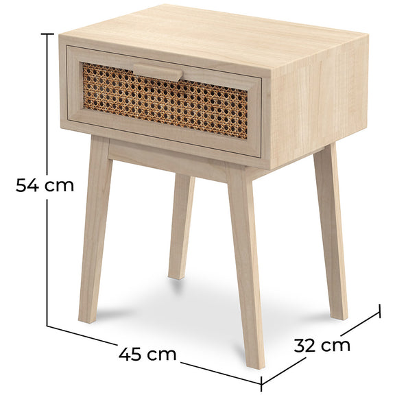 Bedside Table with Drawer - Boho Bali Wood - Yanpai - Dimensions diagram
