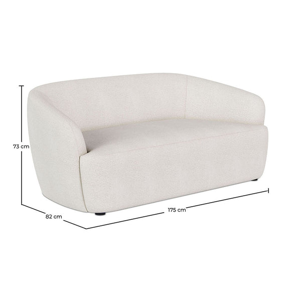 Curved Sofa - 2 Seater - Boucle Fabric - Bold - Dimensions diagram