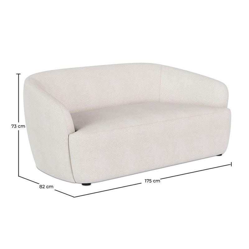 Curved Sofa - 2 Seater - Boucle Fabric - Bold - Dimensions diagram