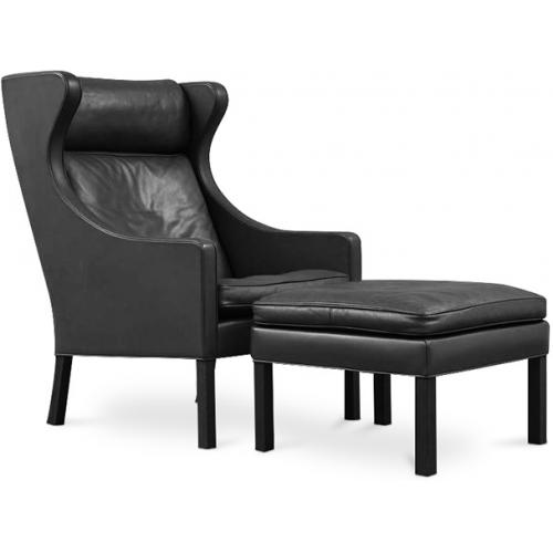 Armchair with Footrest - Leather Upholstery - Micah