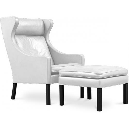 Fauteuil avec Repose-Pieds - Revêtement en Cuir - Micah