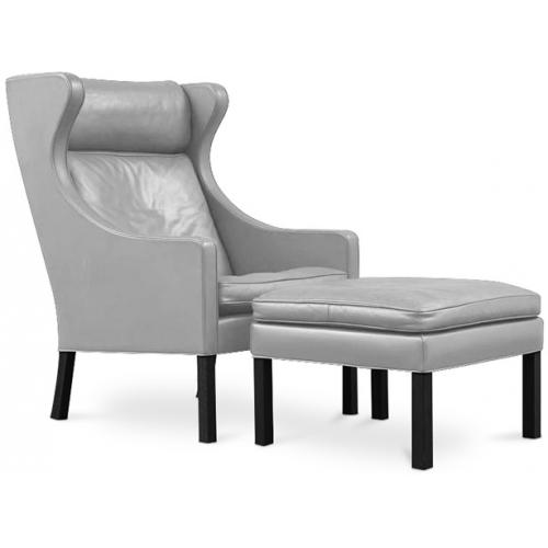 Fauteuil avec Repose-Pieds - Revêtement en Cuir - Micah