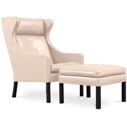 Fauteuil avec Repose-Pieds - Revêtement en Cuir - Micah