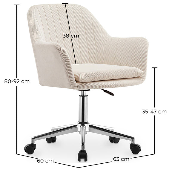 Swivel Office Chair with Armrests - Lumby - Dimensions diagram