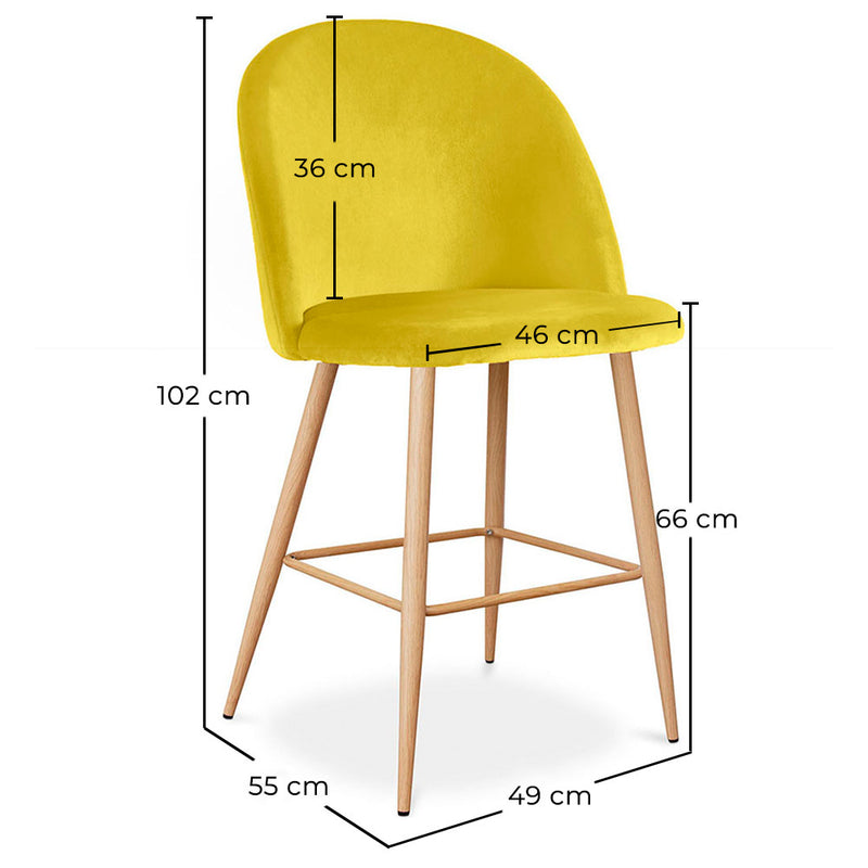 Velvet Upholstered Stool - Scandinavian Design - 66cm - Evelyne - gallery 6