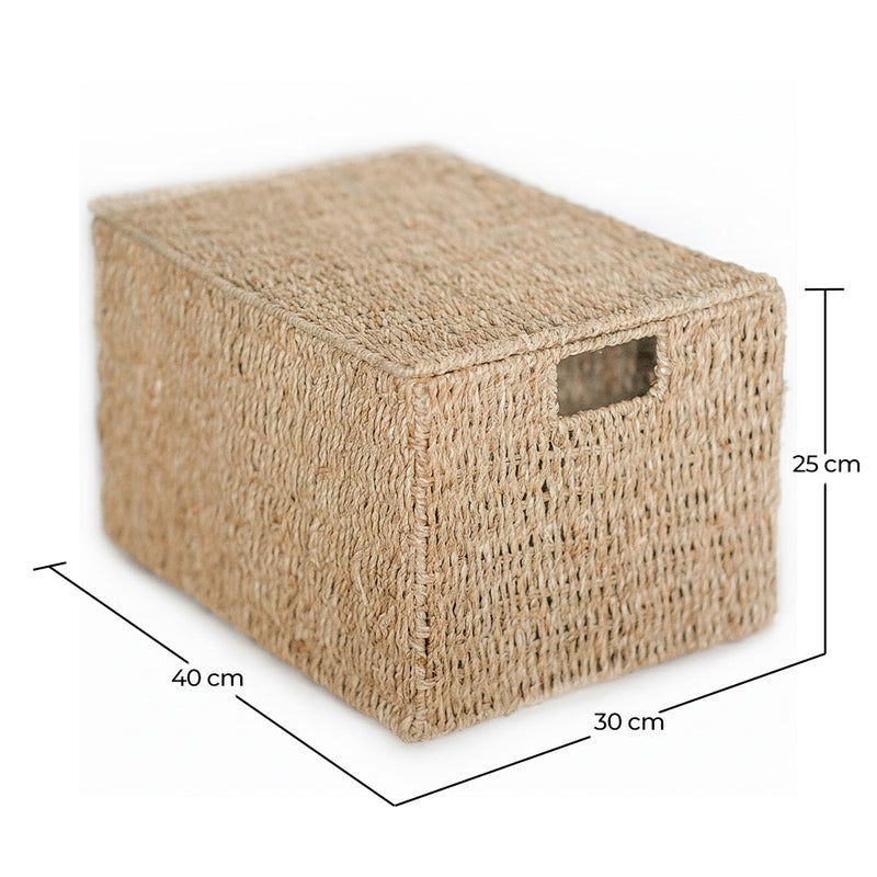 Natural Fiber Basket with Lid - 40x30CM - Maracay - Dimensions diagram