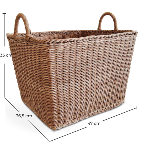Rattan Basket with Handles - 45x35CM - Luisa - Dimensions diagram
