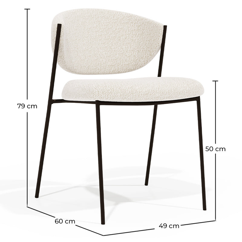 Dining chair - Upholstered in Bouclé Fabric - Black Metal - Seda - gallery 9