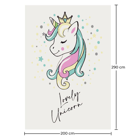 Large Kids Unicorn Design Carpet - Multicolor (290x200 cm) - Style - gallery 2
