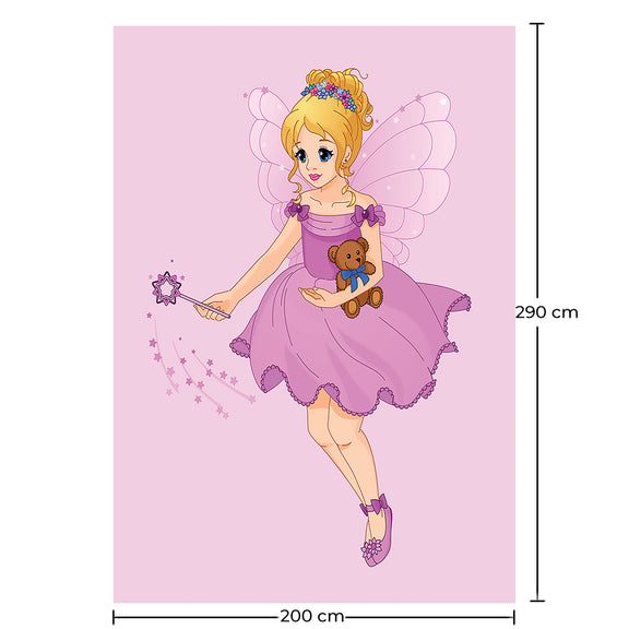 Large Kids Fairy Design Carpet - Pink (290x200 cm) - Oya - gallery 1