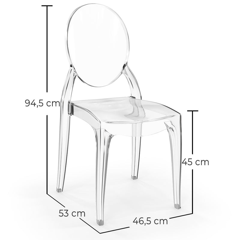 Pack of 4 Dining Chairs Transparent - Estilo Victoria - gallery 9