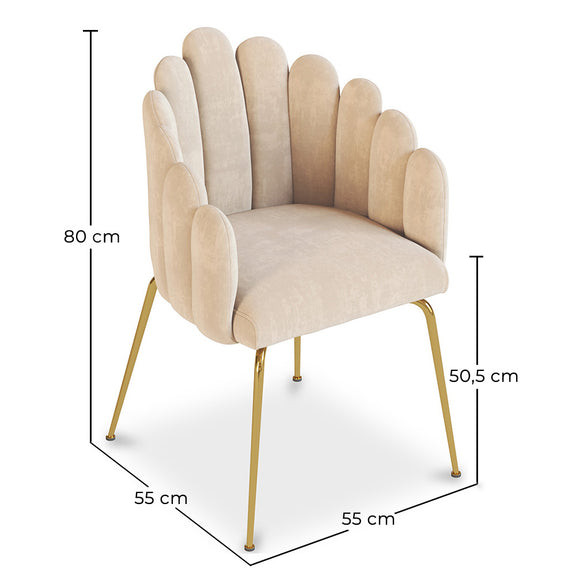 Dining Chair Shell Glam design in Velvet - Golden Legs - Shell - gallery 9