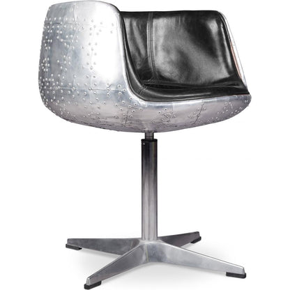 Chaise longue - Design chair - Leather and metal - Cognac