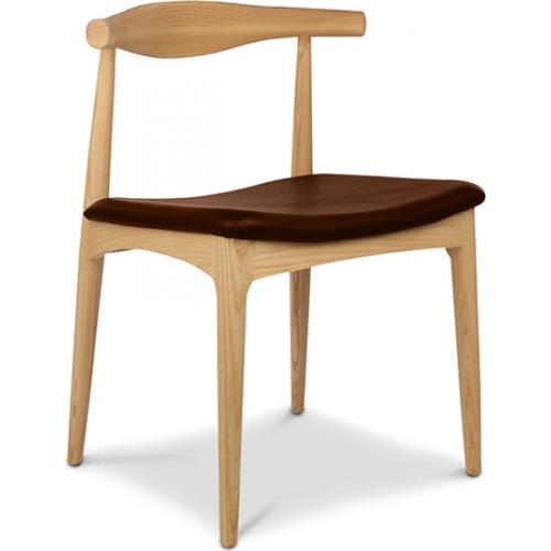 Chaise de salle à manger - Style scandinave - Bois et cuir - Lanan