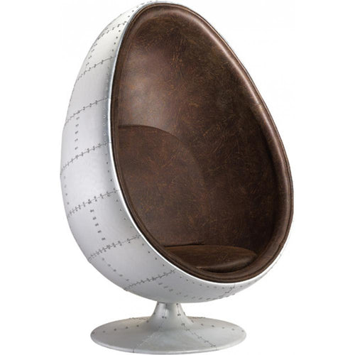 Fauteuil design oeuf de style aviateur - Revêtu de similicuir - Eny