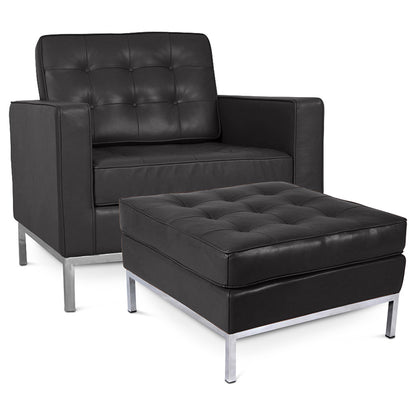 Fotel designerski z podnóżkiem - tapicerka z ekoskóry - Konel