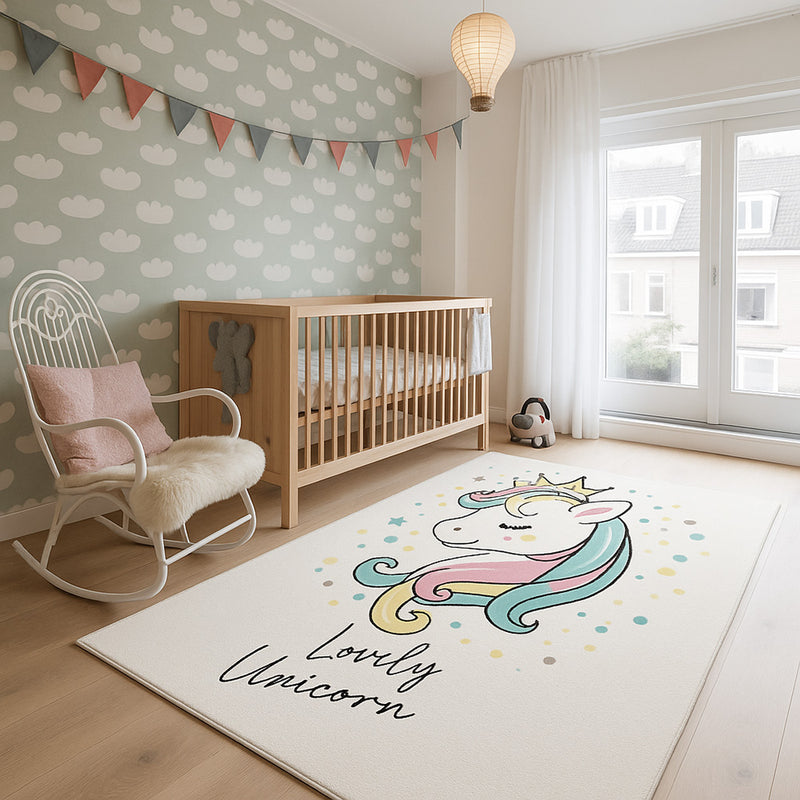 Large Kids Unicorn Design Carpet - Multicolor (290x200 cm) - Style - gallery 1