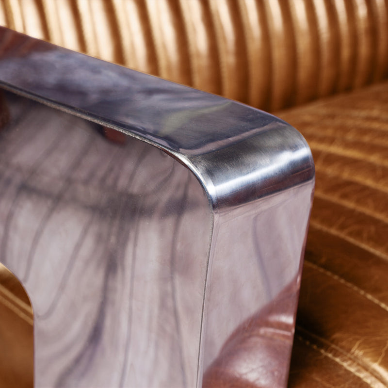 Divano di design Churchill Lounge 2 posti in pelle e acciaio inossidabile