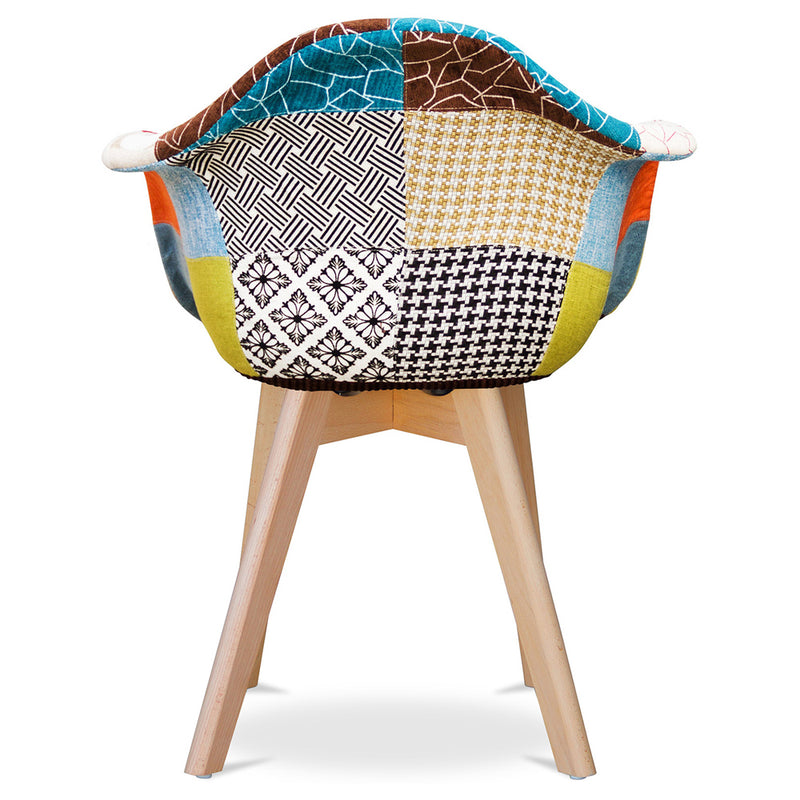 Patchwork Upholstered Dining Chair with Armrests - Pixi - gallery 6