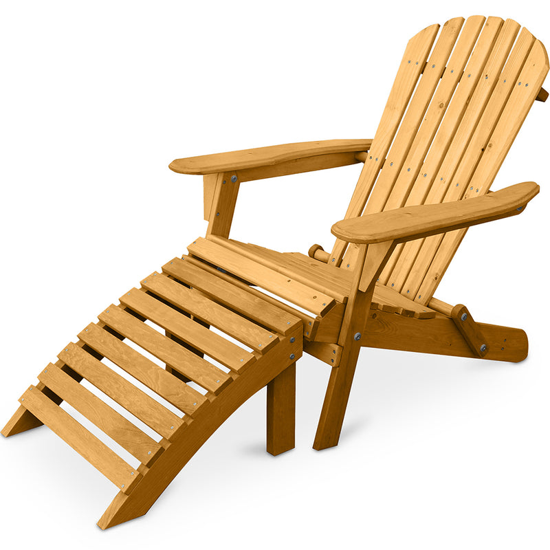 Chaise longue avec repose-pieds - Chaise de jardin en bois - Adirondack