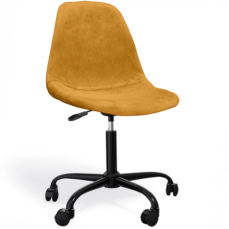 Silla de oficina giratoria con ruedas - Tapizado de terciopelo - Patas de acero negro - Denisse