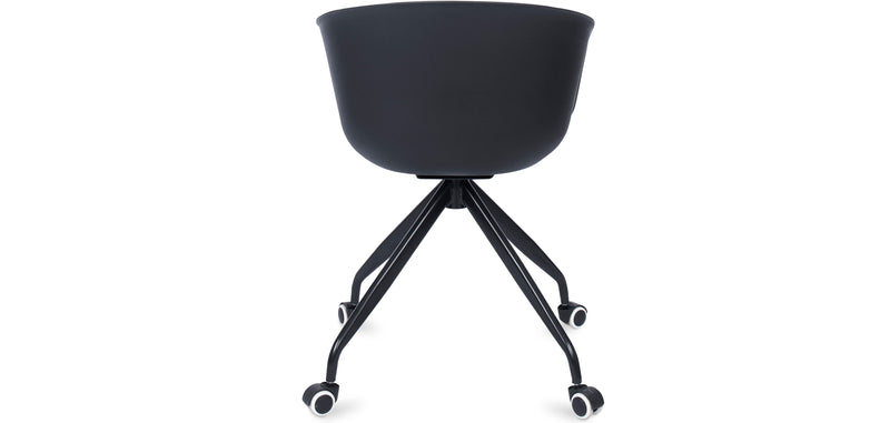 Chaise de bureau tapissée avec accoudoirs - Chaise de bureau à roulettes - Noir et blanc - Jodie